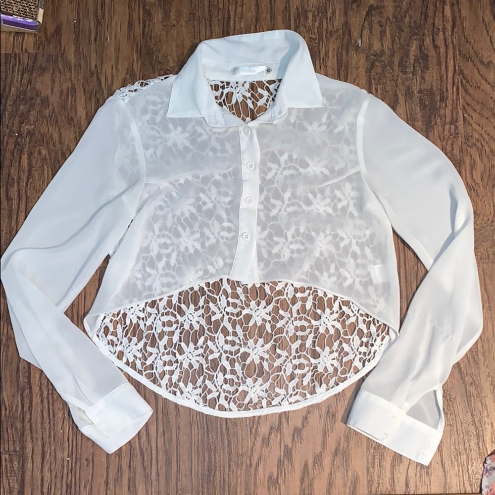 Lace Back LF Button-Down